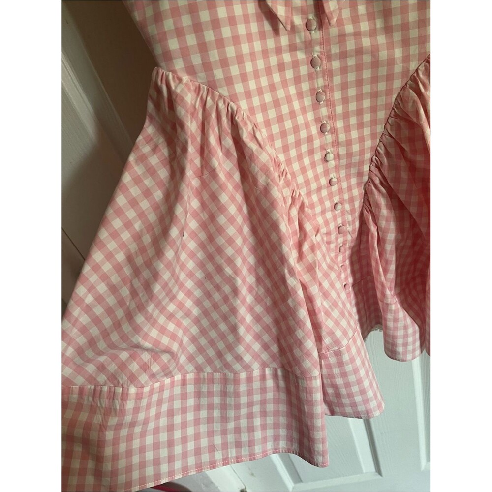 House of CB Mini Dress Pink Gingham Emiliana Short Sleeve size XS - Picture 6 of 12